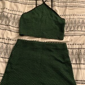 Zara Green and Black Skirt Set